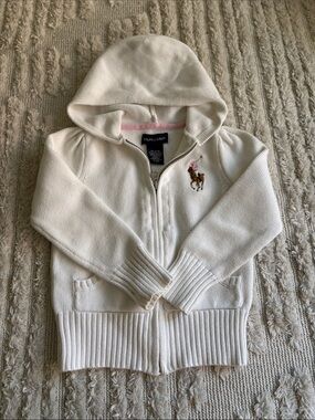 Polo Ralph Lauren 4T girls white cotton zip up sweater